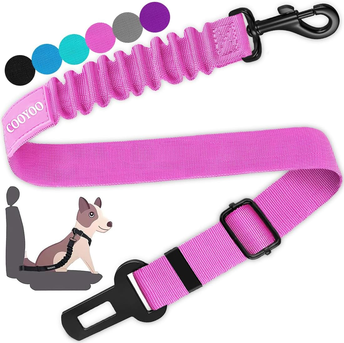 Adjustable Elastic Tether Adjustable Elastic Dog Seat Belt - Retractable Safety  Tether For Car Travel With Crash Tested Security Crash Tested Dog Car  Harness