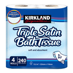 Kirkland Signature Triple Satin 3-Ply Toilet Tissue, 80 Rolls