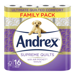 Andrex Supreme Quilted 3-Ply Toilet Tissue, 6 x 16 Pack