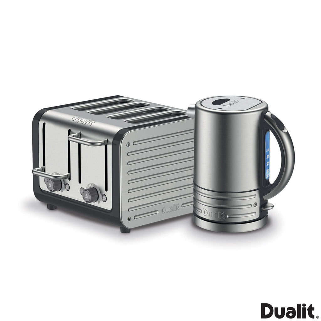 Dualit Architect 1.5L Kettle & 4 Slot Toaster Set in Midnight Grey Brushed