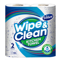 Velvet Wipe & Clean Kitchen Roll Towel, 40 x 75 Sheet Pack