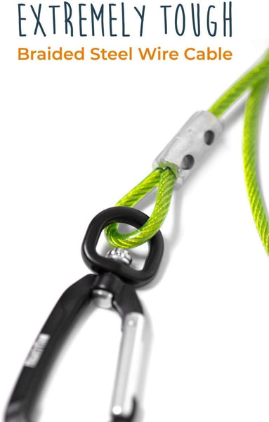 Chew Proof Dog Lead | 1.8m / 6ft Metal Cable Leash (Green)