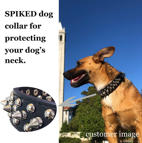 Adjustable Microfiber Leather Spiked Studded Dog Collars with a Squeak Ball Gift for Small Medium Large Pets (15