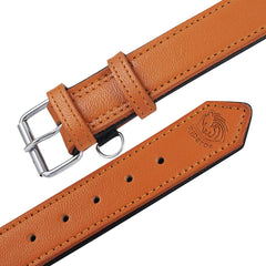Genuine Leather Padded Dog Heavy Duty K-9 Adjustable Collar (XL: 4.5CM Wide for 55.9CM - 63.5CM Neck, Orange)