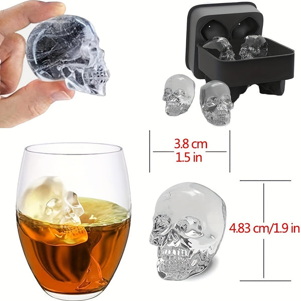 Coolest Ice Cubes Ever: 3D Flexible Silicone Skull Ice Mold Maker Tray