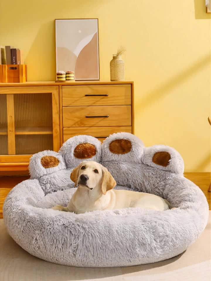 Cozy and Comfy Pet Cat and Dog Bed - All Seasons Paw Shape Warm