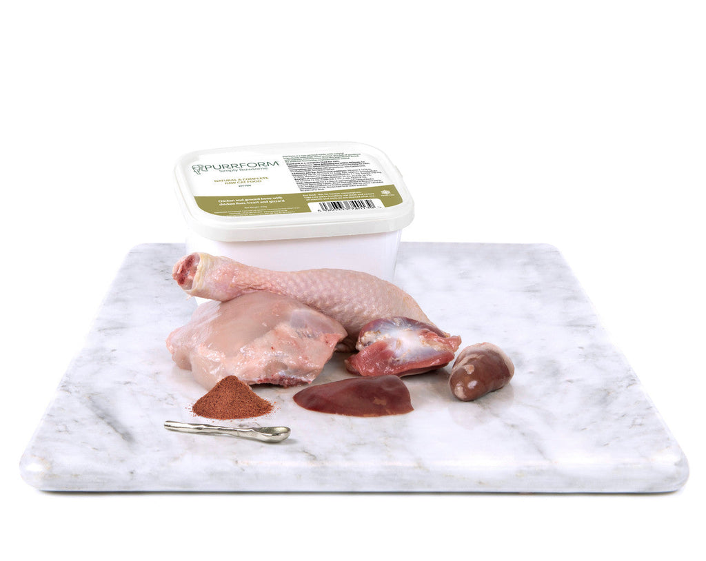 Purrform Chicken with Ground Bone with Chicken Liver, Heart & Gizzard (ADULT CAT) 450g