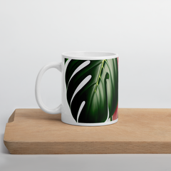 Pink Monstera Cup White glossy Full Picture
