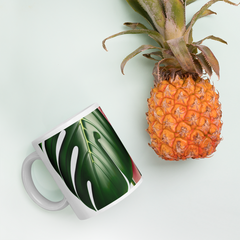 Pink Monstera Cup White glossy Full Picture