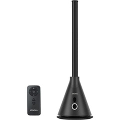 Schallen Bladeless Tower Fan with 9 Speed Settings, 8 Hour Timer, Oscillating Cooling Fan with Digital Display and Remote Control, Quiet DC Motor Free Standing Floor Fan for Home Office Bedroom, Modern Black and Grey Slim Tower Fan with Safe Bladeless Tec