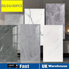 20/24/40pcs Waterproof Self-Adhesive Marble Wall Tile Stickers - Peel & Stick PVC/PE Foam Tiles with Contemporary Straight Puzzle Pattern, Washable & Removable for Bathroom, Kitchen, Living Room Home Decor, Vinyl Stickers Waterproof, Bathroom Renovations,