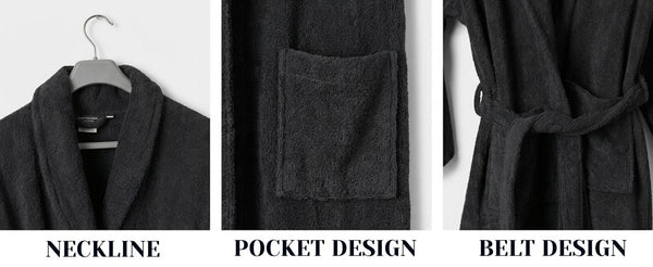 Mens and Ladies Shawl Collar Bathrobe 100% Egyptian Cotton Unisex Shawl Collar Dressing Gown Terry Towelling Bathrobe One Size