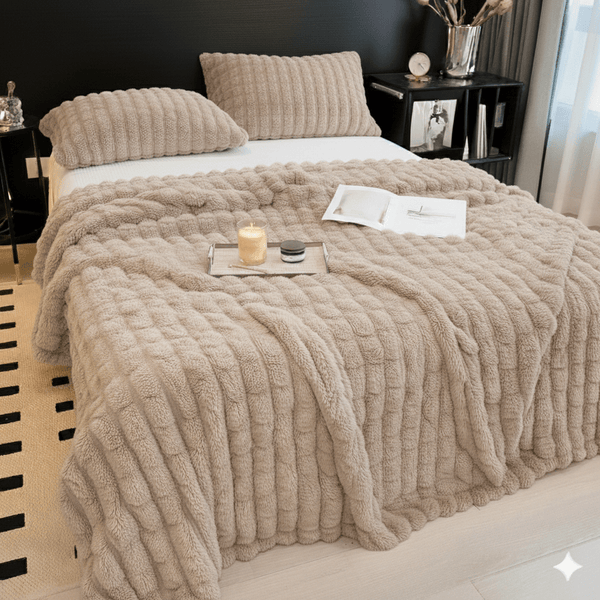 1pc Modern Cut Design Chunky Throw Blanket