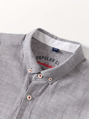 Linen Men'S Casual Shirt Long Sleeve Linen Solid Color Breathable Fashion Men'S Top Blouse Retro Open Front with Pockets