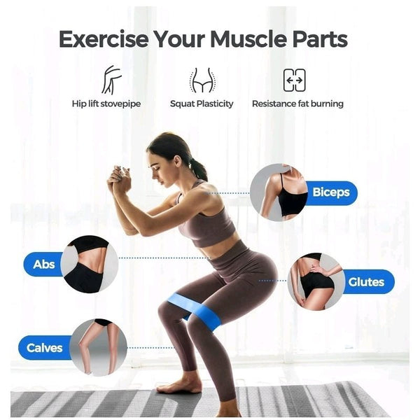 Resistance Bands, Set of 5 Skin-Friendly Resistance Fitness Exercise Loop Bands with 5 Different Strength Levels - Carrying Case Included - Ideal for Home, Gym, Yoga, Training