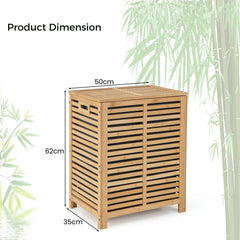 GOFLAME 80 L Bamboo Laundry Hamper, Clothes Laundry Basket W/ Lid & Handles, Removable Liner Bag, Spacious Storage Space, Laundry Organizer for Bathroom, Living Room, Bedroom, Easy Assembly