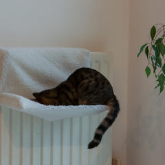 Cat Radiator Bed | Warm Fleece Hammock With Washable Cover | Hanging Radiator beds For Indoor Cats for Kittens & Cats (44x29x23cm) (White Pet Radiator Bed)