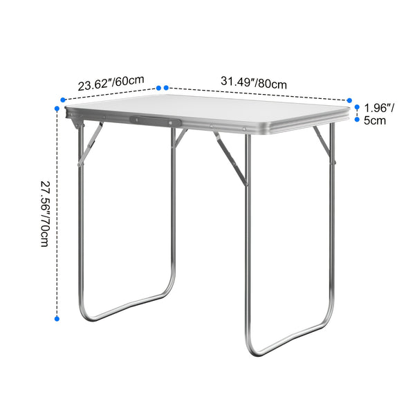 Folding Picnic Table Aluminum Camping Table Lightweight 3 Gear Adjustable Height Portable Folding Table with Carry Handle Adjustable Garden Outdoor Picnic Table Kitchen Work Top Table, White, 120x60x70/62/55cm