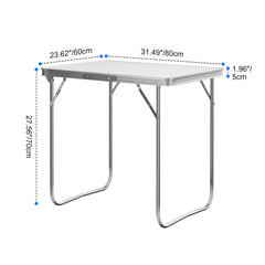 Folding Picnic Table Aluminum Camping Table Lightweight 3 Gear Adjustable Height Portable Folding Table with Carry Handle Adjustable Garden Outdoor Picnic Table Kitchen Work Top Table, White, 120x60x70/62/55cm
