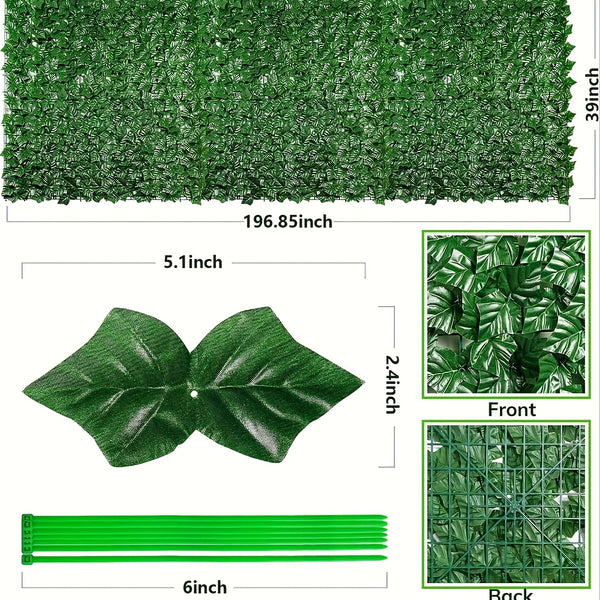 1 Roll Extra Long 5m Artificial Ivy Privacy Fence Panel - UV-Resistant Plastic Faux Ivy Hedge Screen with 61-70% Light Blocking, Realistic Greenery for Balcony, Garden, Patio & Outdoor Decor, Privacy Fence Panels for Outside, Natural Appearance, Highquali