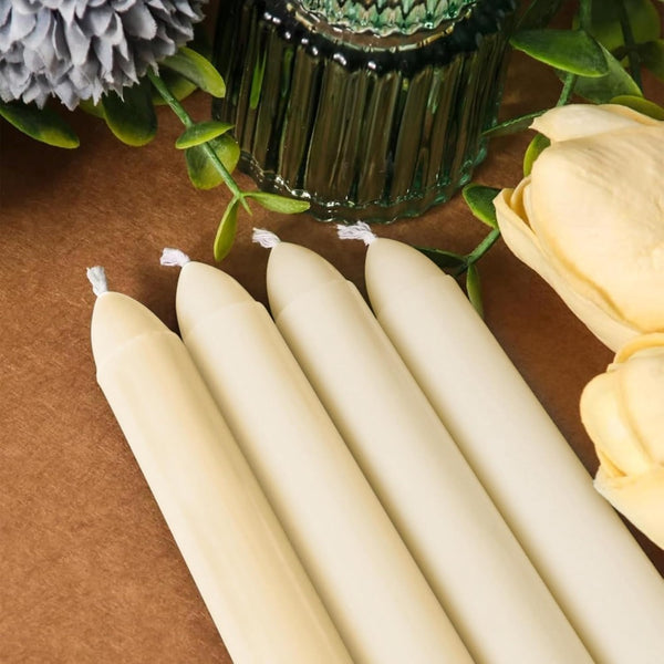 50-Pack Long Taper Candles - Unscented Ivory Tapers for Wedding, Church, Banquet - Real Wax Burning Candles Suitable for Chandeliers, Dinner Candles, Romantic Decor ( Use)