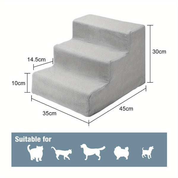 Dog Steps 3/4 Steps Pet Stair Step Pet Stairs Pet Ladder with Washable Non Slip Plush Cloth Cover for Dogs and Cats