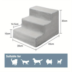 Dog Steps 3/4 Steps Pet Stair Step Pet Stairs Pet Ladder with Washable Non Slip Plush Cloth Cover for Dogs and Cats