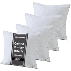 Adam Home 4 Pack Quilted Cushion Inserts Hypoallergenic Fluffy White Cushion Inner, Perfect Hollowfibre for Sofa Cushion Pads