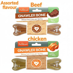 2pcs Pet Dog Treats Gnawler Bone Pack of 2 (2x40g) Dog Food Bone Dog Chew Toy by Pure Breed Assorted