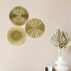 5/6/7pcs Elegant Golden Iron Art Round Wall Hanging Decor | European Style Wall Mount Home Decor for Living Room, Bedroom, Dining Room | Ideal Housewarming Gift, Art Deco Style, Iron Material