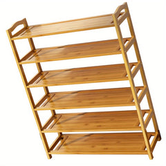 TOYANDONA Space-Saving Bamboo Shoe Rack, Multi-Tier Freestanding Organizer, 4/5/6 Tier Organizational Shelf for 24-30 Pairs of Shoes, Suitable for Entryway, Closet, Bedroom And Hallway Storage
