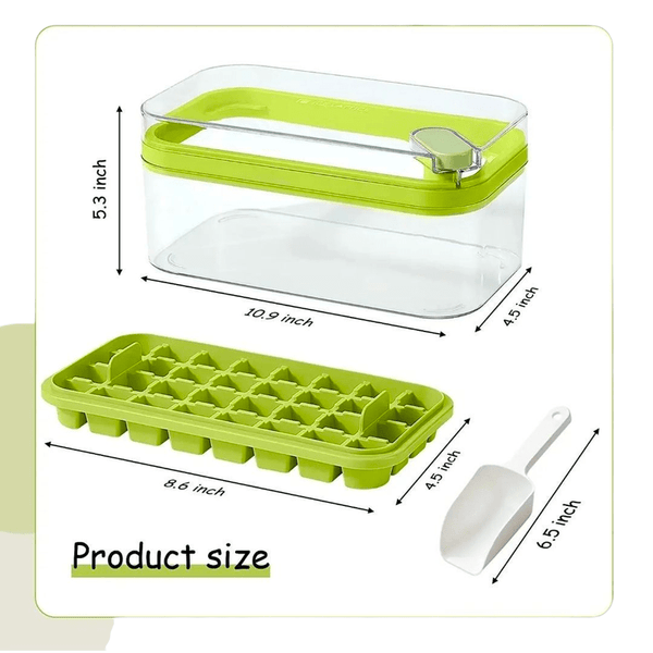 Ice Cube Tray with Lid and Bin, 56pcs Ice Cube Mold, 2 Trays & Ice Scoop, BPA