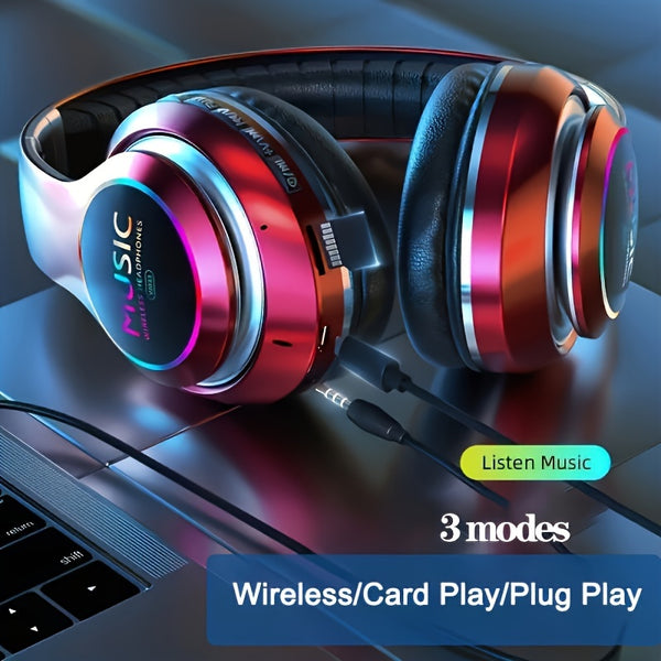 Upgraded Wireless Headphones with Deep Bass, Built-in Mic, Lightweight Foldable Design, 3.5mm Audio Jack, Stereo Sound for Travel, Work, Laptops, and Mobile Devices - iOS Gaming Headset, Ideal Christmas Gift, Headphone Hearing Experience