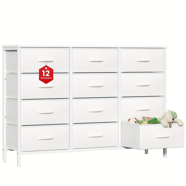 12 Canvas Chest Of Drawers Narrow Fabric Cabinet, Space-Saving Storage Organizer For Bedroom Living Room Office Sturdy Frame Chest Of Drawers