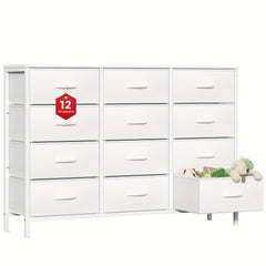 12 Canvas Chest Of Drawers Narrow Fabric Cabinet, Space-Saving Storage Organizer For Bedroom Living Room Office Sturdy Frame Chest Of Drawers