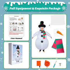 Poptrend Inflatable Snowman Costume Christmas Costume Funny Blow up Snow Man Costumes for Adult Kids Cosplay Fancy Dress Party Costumes