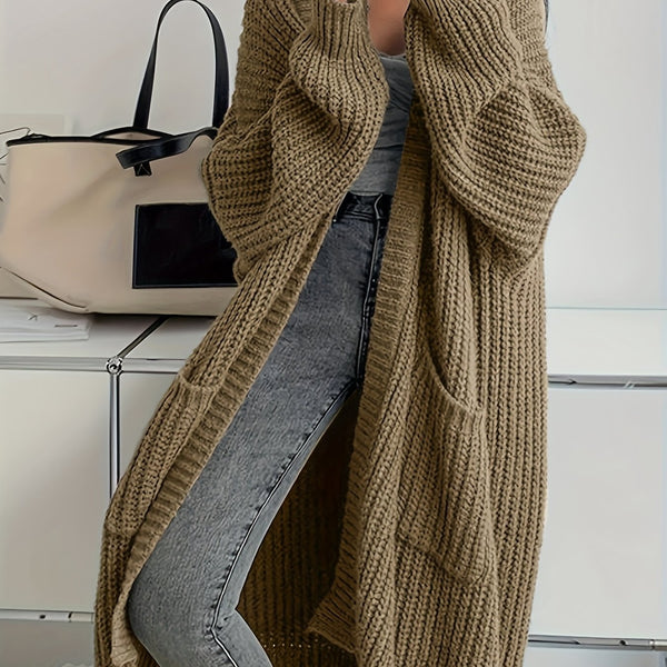 Women'S Y2K Cardigan - Long Flowy Open Front Sweater with Pockets, All-Season Layering Piece for Casual & Formal Outfits