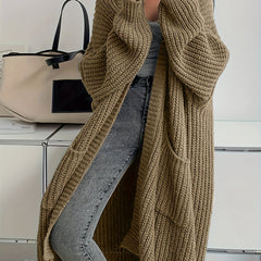 Women'S Y2K Cardigan - Long Flowy Open Front Sweater with Pockets, All-Season Layering Piece for Casual & Formal Outfits