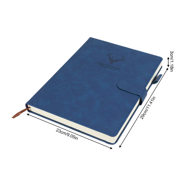 A4 Notebook with Magnetic Snap Closure, 400 Page Thick Lined Notepad in Soft Leather, Durable Business & Office Diary for Work Meetings, Professional Record Book
