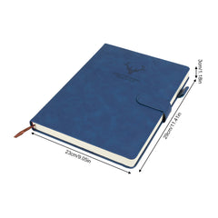 A4 Notebook with Magnetic Snap Closure, 400 Page Thick Lined Notepad in Soft Leather, Durable Business & Office Diary for Work Meetings, Professional Record Book