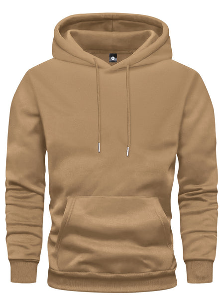 5pcs Men's Long Sleeve Sweatshirt Hoodie, Autumn/Winter Solid Color Plain Hooded Pullover with Drawstring Design and Kangaroo Pocket, Men's Casual Sportswear Top