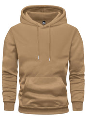 5pcs Men's Long Sleeve Sweatshirt Hoodie, Autumn/Winter Solid Color Plain Hooded Pullover with Drawstring Design and Kangaroo Pocket, Men's Casual Sportswear Top