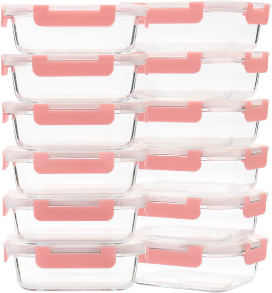 GULFLIN 24-Piece Small Glass Food Storage Containers with Lids Airtight, 1.5 Cup Meal Prep Containers Set, Microwave&Dishwasher Safe, Leak-Proof, Bpa-Free, Grey