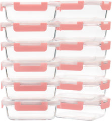 GULFLIN 24-Piece Small Glass Food Storage Containers with Lids Airtight, 1.5 Cup Meal Prep Containers Set, Microwave&Dishwasher Safe, Leak-Proof, Bpa-Free, Grey