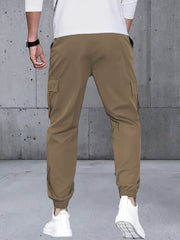 Men's Three-pc Cargo Pants, Solid Color Multi-Pocket Casual Outdoor Sports Trousers, Suitable for Spring, Summer, and Autumn