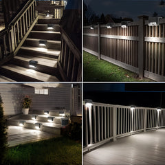 10pcs set of solar outdoor garden lights, home garden layout staircase deck lights, hallway wall lights, railing decorative lights, holiday decorative atmosphere lights, IP44
