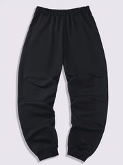 Three-pc Men's Solid Color Plain Elastic Waistband Drawstring Ribbed Cuffed Casual Jogger Pants, Men's Dress Administrative Trousers