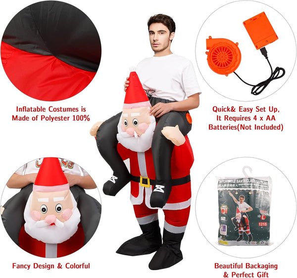 Christmas Inflatable Santa Claus Costume Xmas Santa Cosplay Elk Reindeer Suit Christmas Carnival Halloween Party Costume Prop for Adult