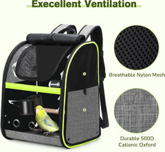Pecute Breathable Bird Carrier, Outdoor Backpack with Adjustable Tripod, Lightweight and Portable Waterproof Parrot Travel Backpack, Wide View and Shading Cat & Dog Backpack for Hiking