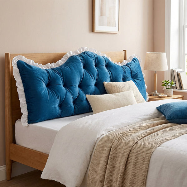 Large Ultra-Soft Comfortable Plush Backrest Pillow, Princess Style Reading Cushion, Neck and Back Support, Luxurious Fashionable Home Style Multifunctional Lace Ruffled Headboard Cushions, Suitable for Bedroom, Living Room, Dorm, Sofa Home Decor, Machine